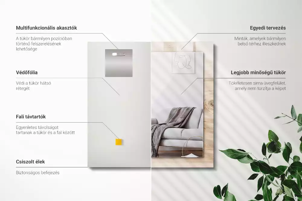 Miroir rectangulaire décoratif imprimé bois avec nœuds