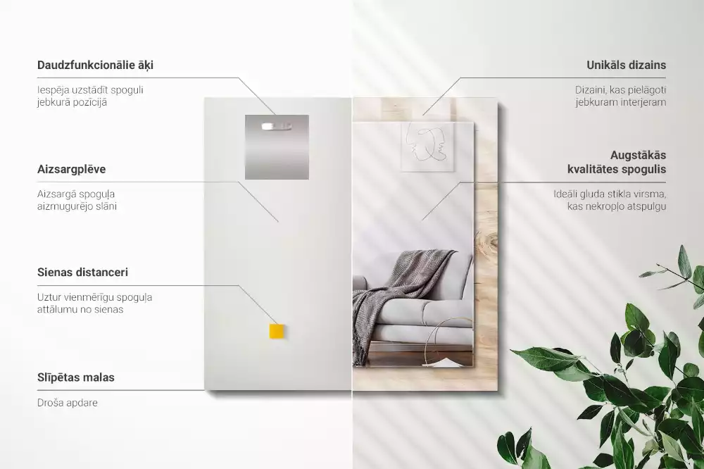 Miroir rectangulaire décoratif imprimé bois avec nœuds