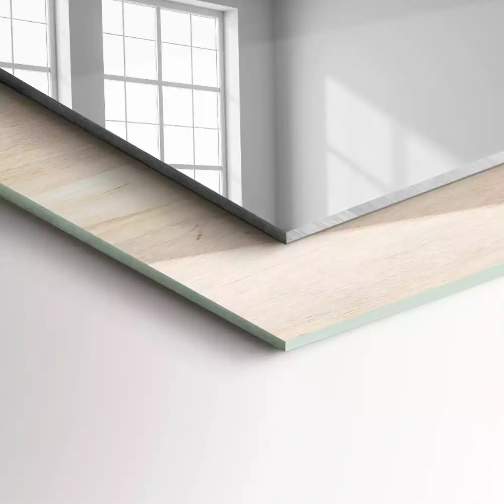 Miroir rectangulaire décoratif imprimé bois avec nœuds