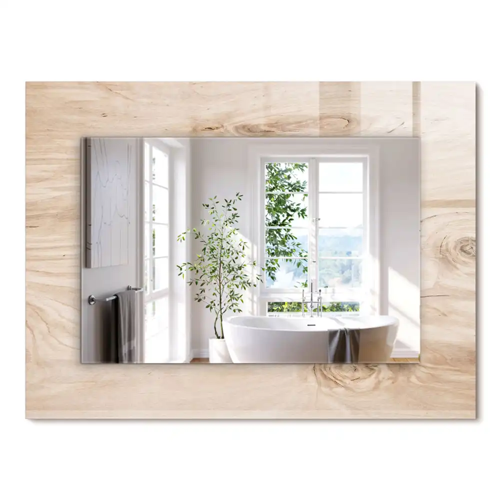 Miroir rectangulaire décoratif imprimé bois avec nœuds