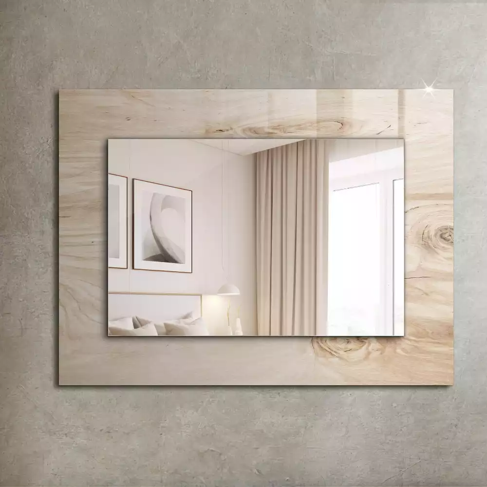 Miroir rectangulaire décoratif imprimé bois avec nœuds