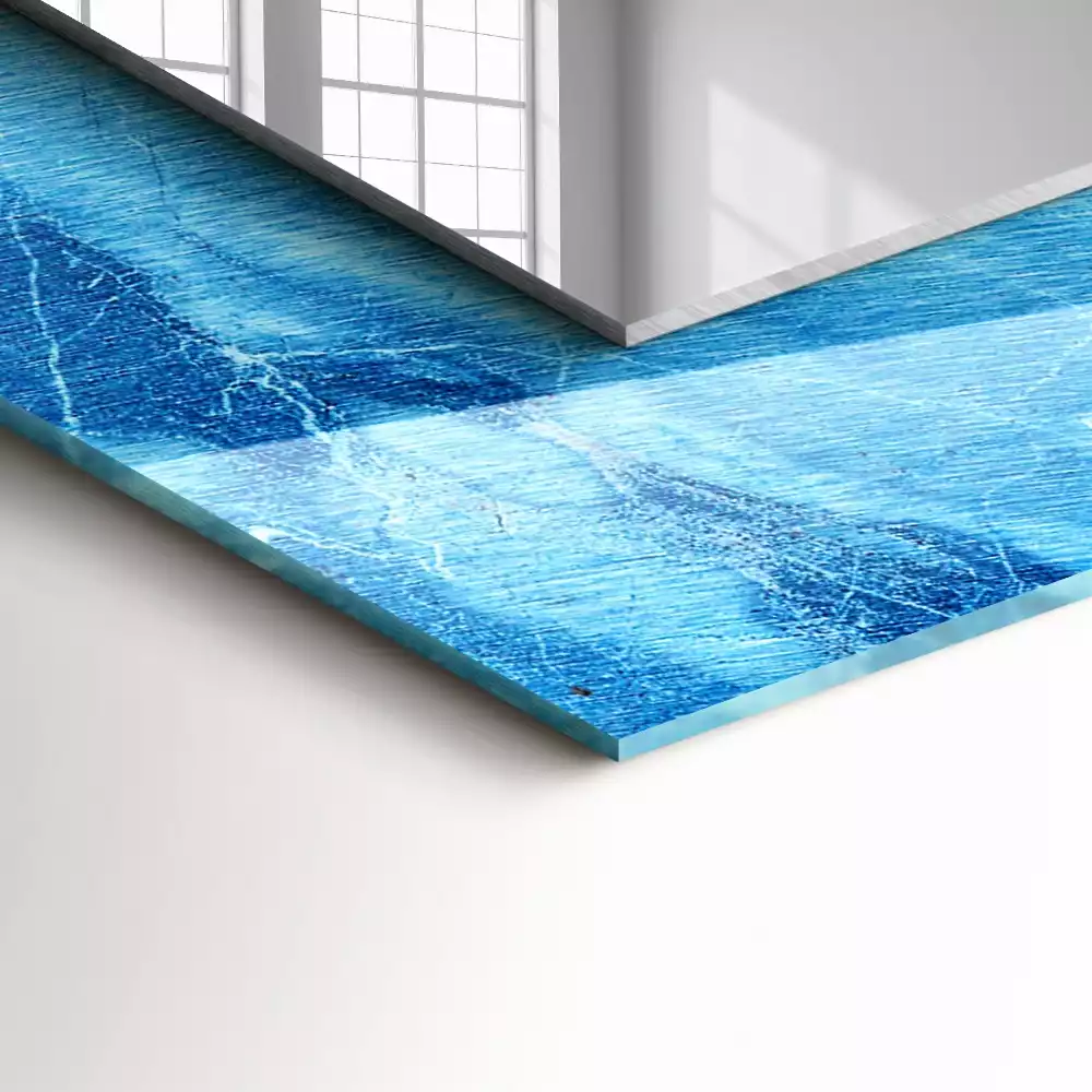 Miroir rectangulaire à cadre imprimé motif de marbre bleu clair