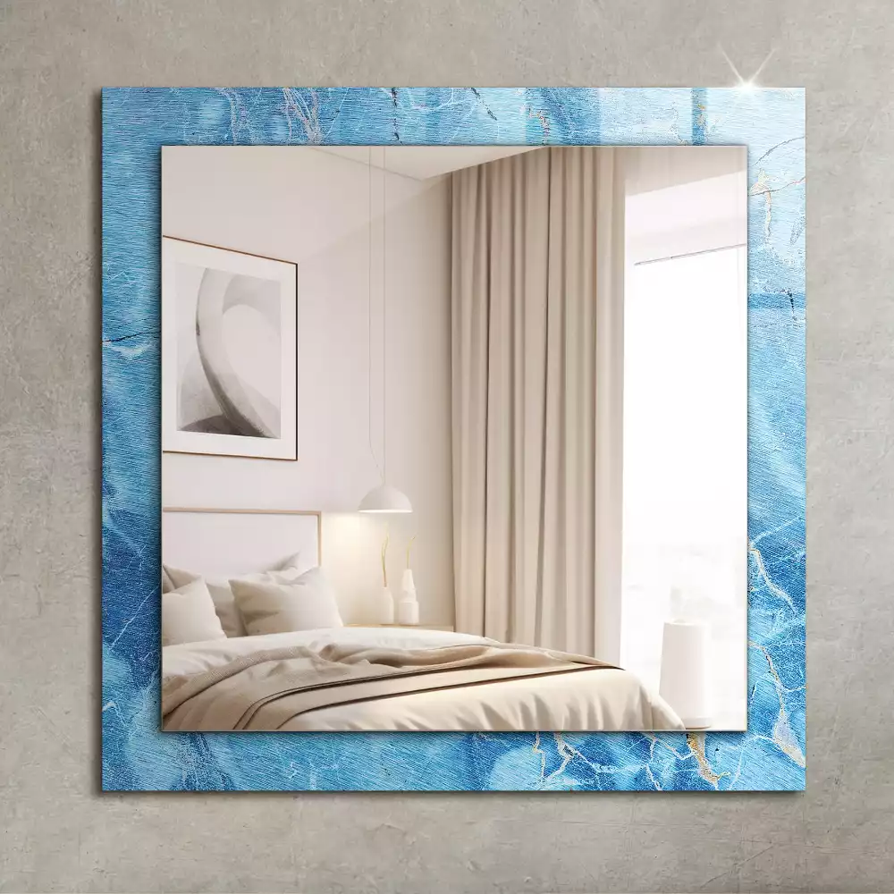 Miroir rectangulaire à cadre imprimé motif de marbre bleu clair