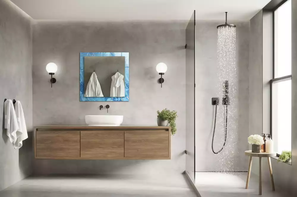 Miroir rectangulaire à cadre imprimé motif de marbre bleu clair