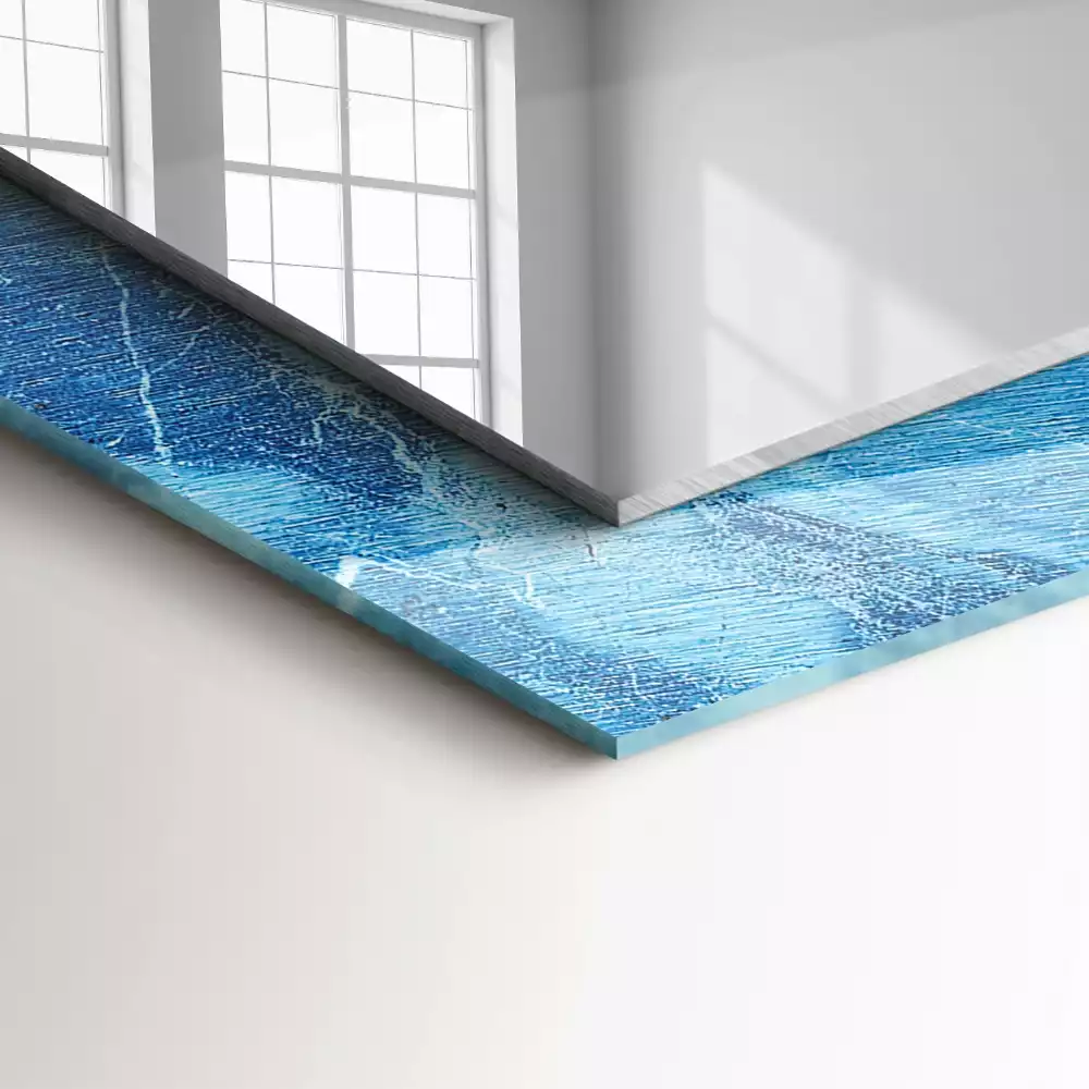 Miroir rectangulaire à cadre imprimé motif de marbre bleu clair