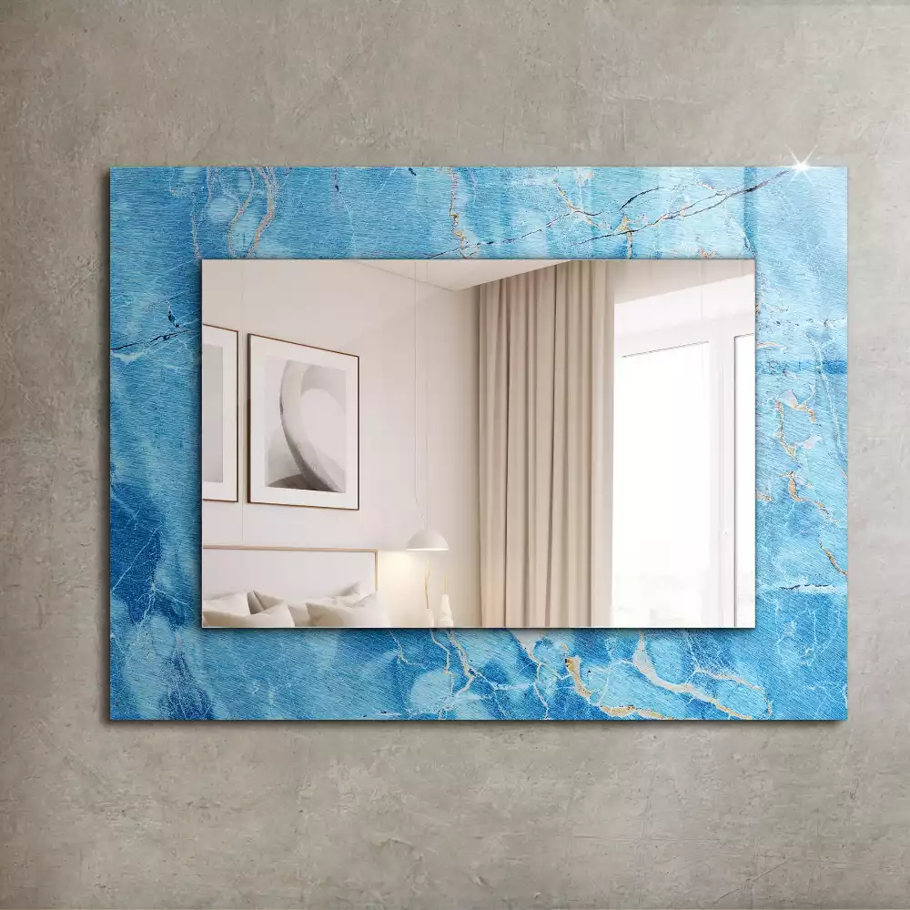 Miroir rectangulaire à cadre imprimé motif de marbre bleu clair
