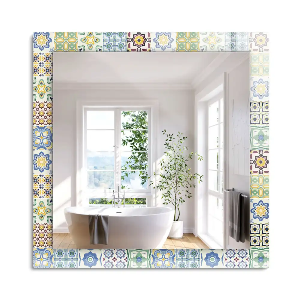 Miroir rectangulaire décoratif motifs de carreaux colorés