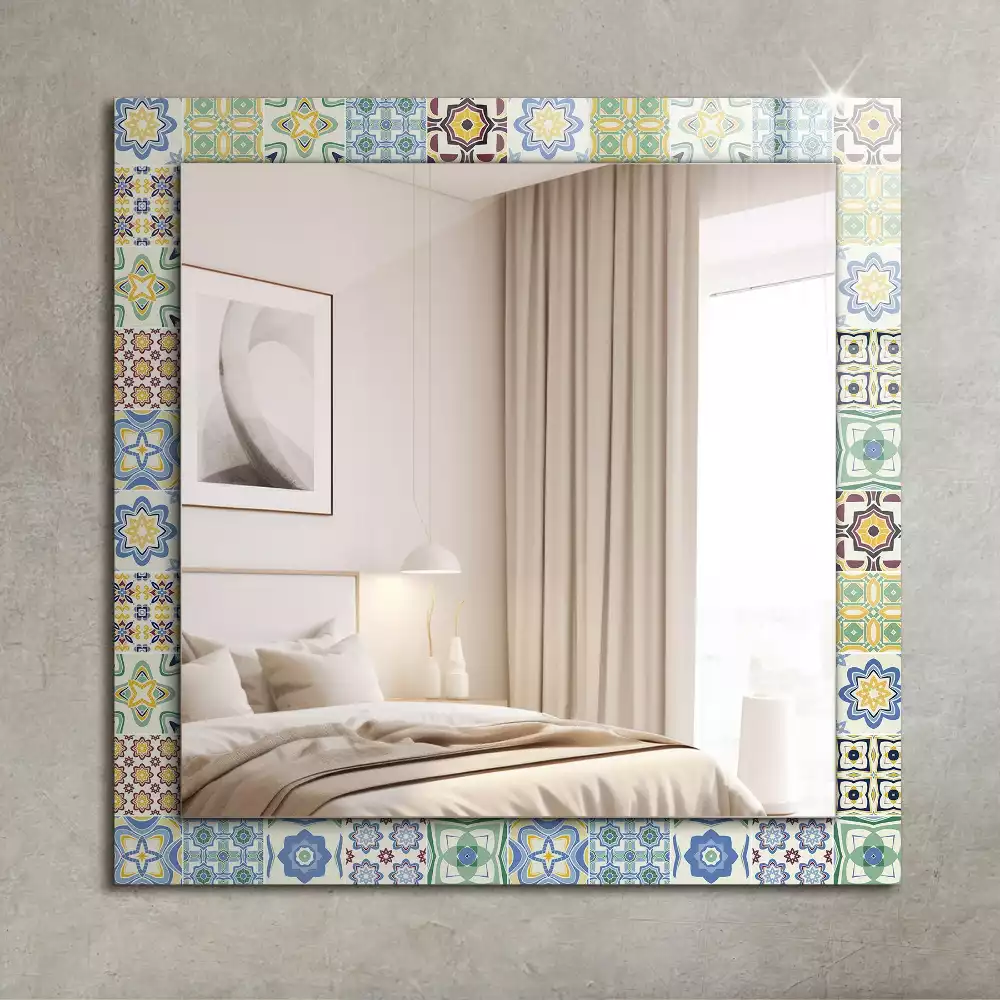 Miroir rectangulaire décoratif motifs de carreaux colorés