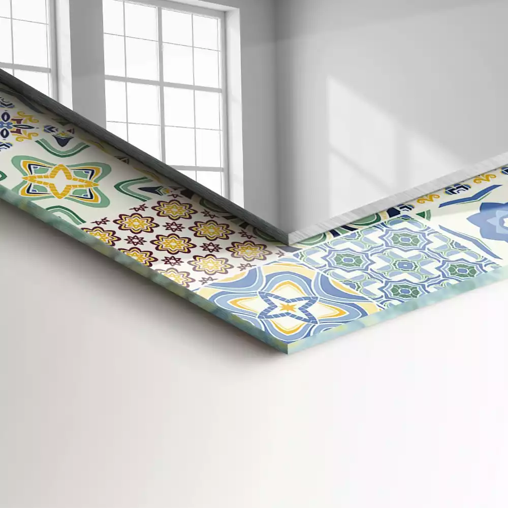 Miroir rectangulaire décoratif motifs de carreaux colorés