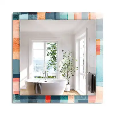 Miroir rectangulaire imprimé rectangles colorés abstraits