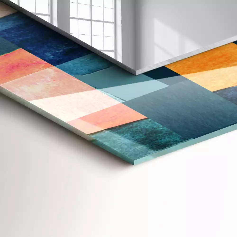Miroir rectangulaire imprimé rectangles colorés abstraits