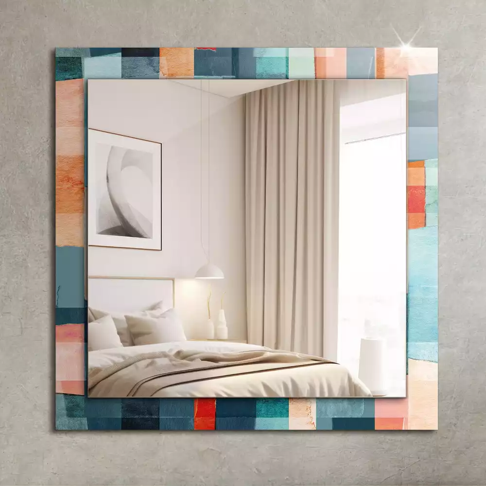Miroir rectangulaire imprimé rectangles colorés abstraits