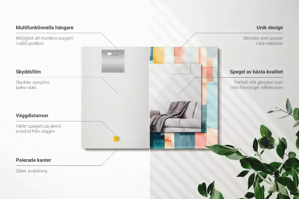Miroir rectangulaire imprimé rectangles colorés abstraits