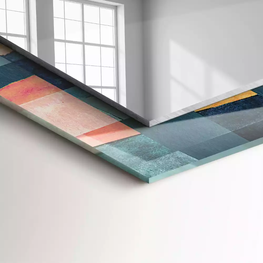 Miroir rectangulaire imprimé rectangles colorés abstraits