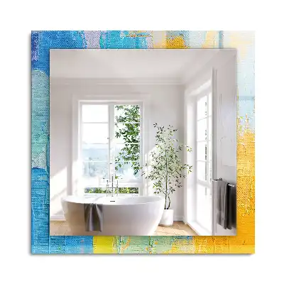 Miroir rectangulaire avec cadre imprimé peinture à l'huile abstraite