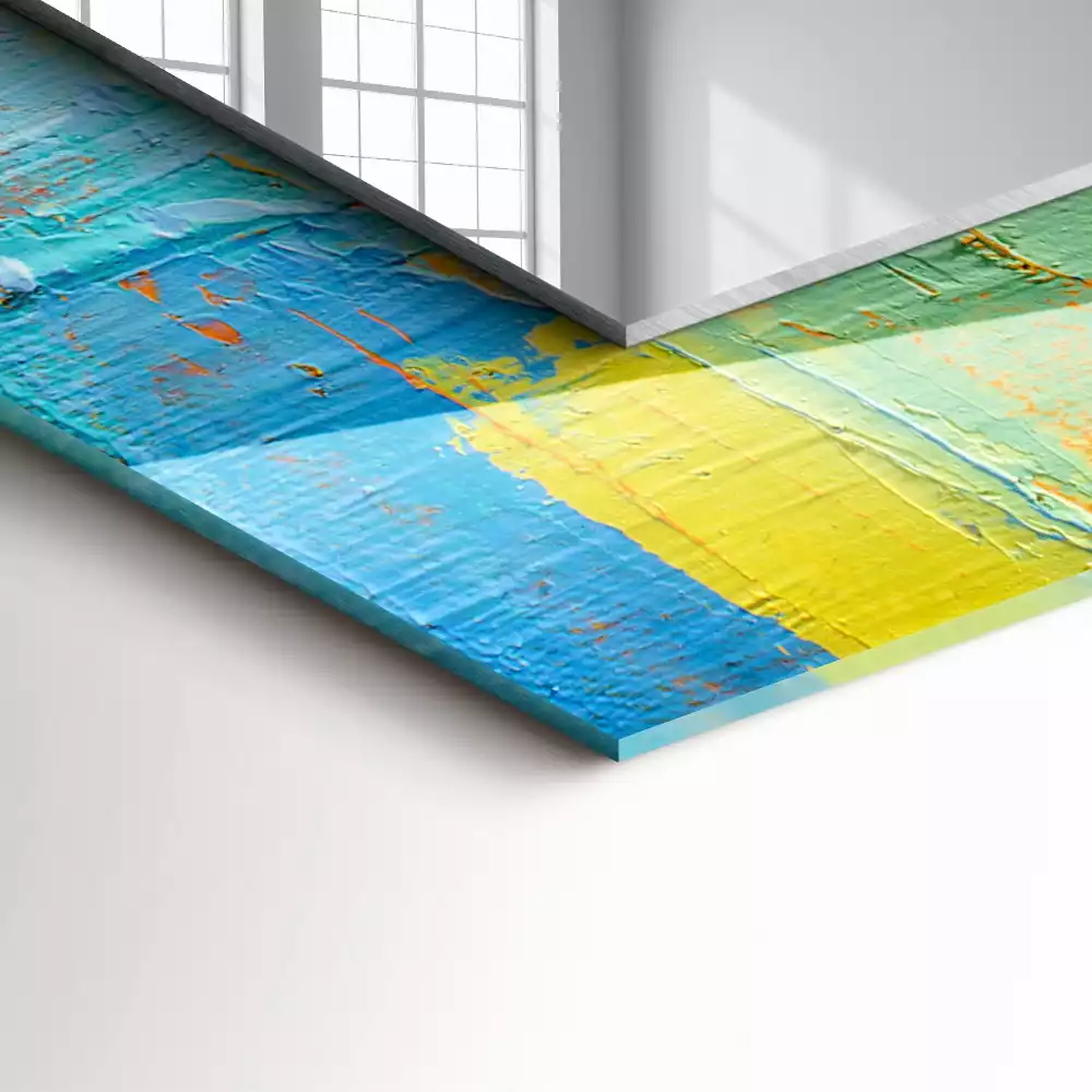 Miroir rectangulaire avec cadre imprimé peinture à l'huile abstraite