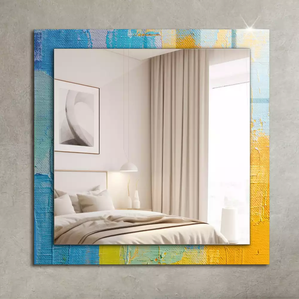 Miroir rectangulaire avec cadre imprimé peinture à l'huile abstraite