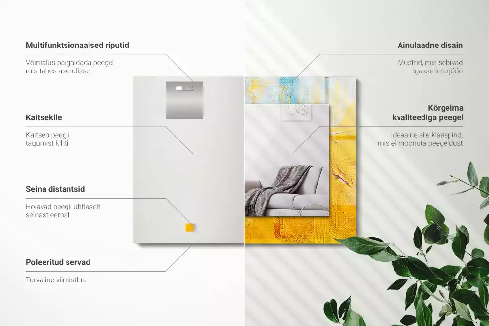 Miroir rectangulaire avec cadre imprimé peinture à l'huile abstraite