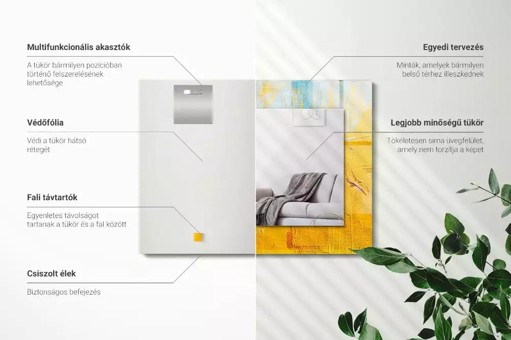 Miroir rectangulaire avec cadre imprimé peinture à l'huile abstraite