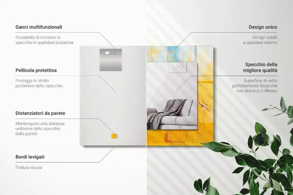 Miroir rectangulaire avec cadre imprimé peinture à l'huile abstraite