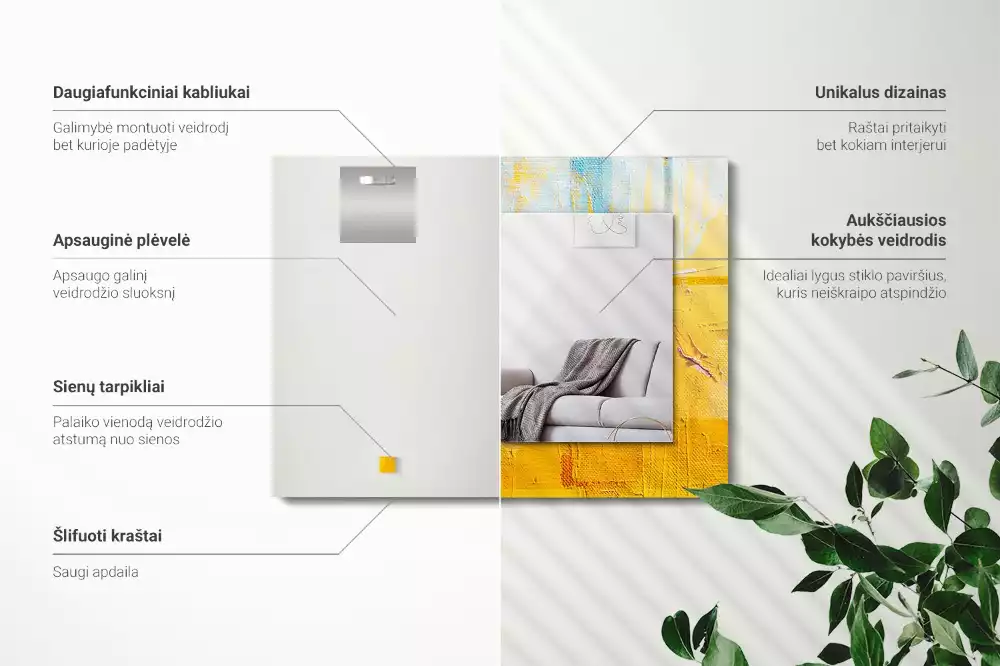 Miroir rectangulaire avec cadre imprimé peinture à l'huile abstraite