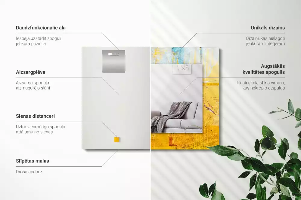 Miroir rectangulaire avec cadre imprimé peinture à l'huile abstraite