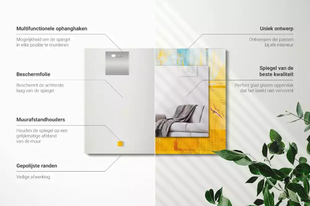Miroir rectangulaire avec cadre imprimé peinture à l'huile abstraite