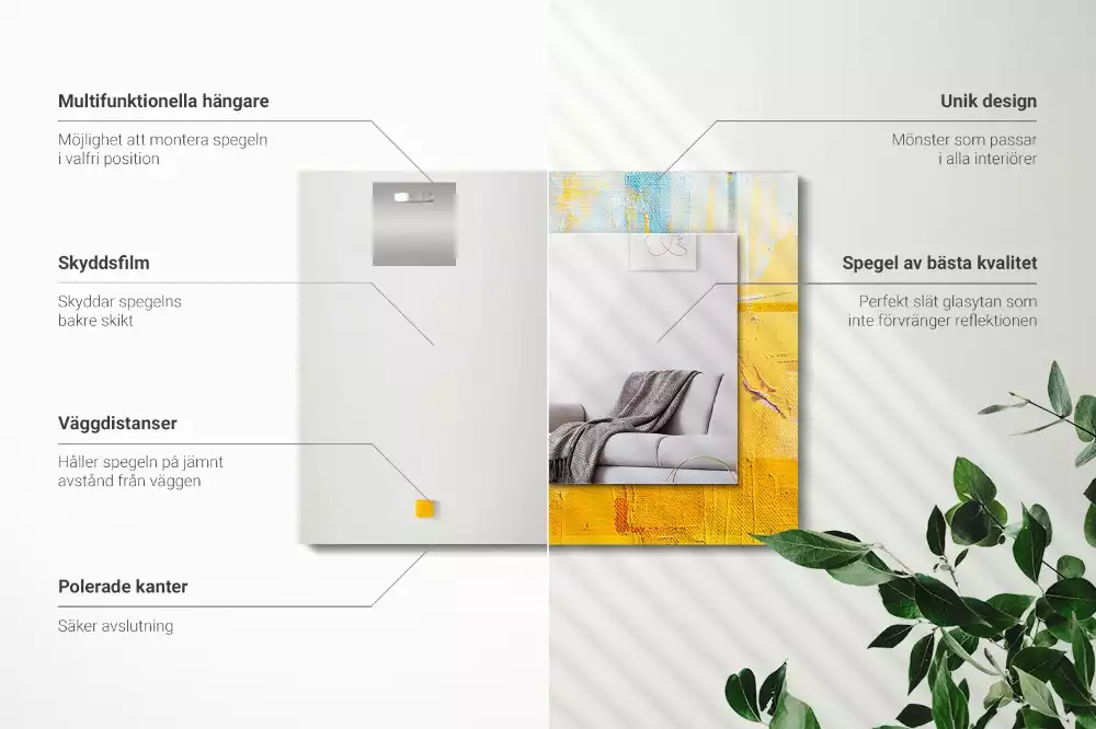 Miroir rectangulaire avec cadre imprimé peinture à l'huile abstraite