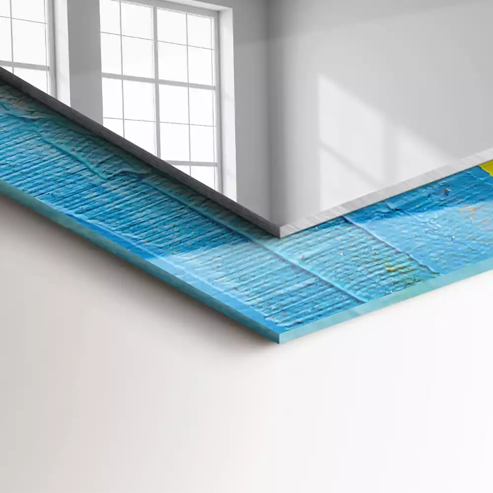 Miroir rectangulaire avec cadre imprimé peinture à l'huile abstraite