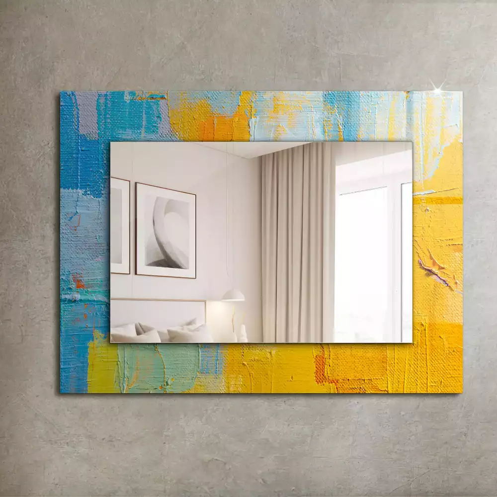 Miroir rectangulaire avec cadre imprimé peinture à l'huile abstraite