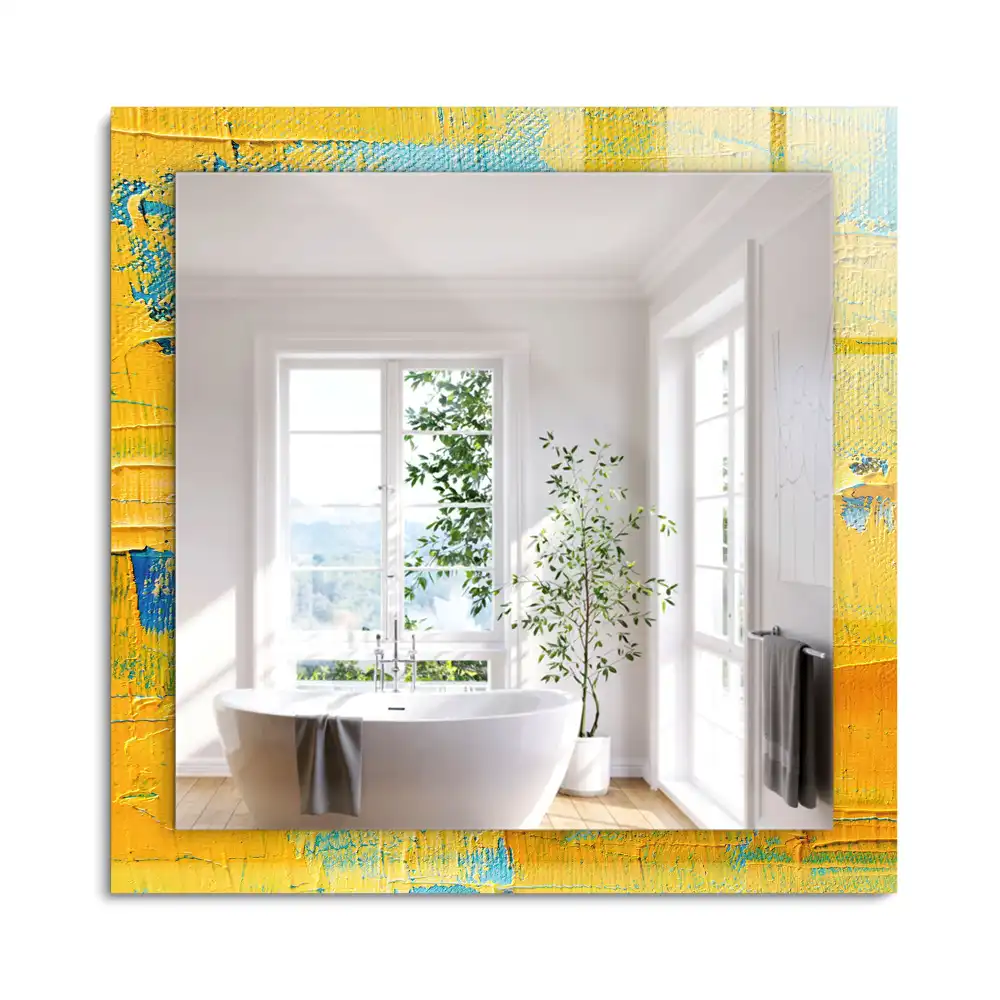 Miroir rectangulaire à cadre imprimé peinture à l'huile abstraite