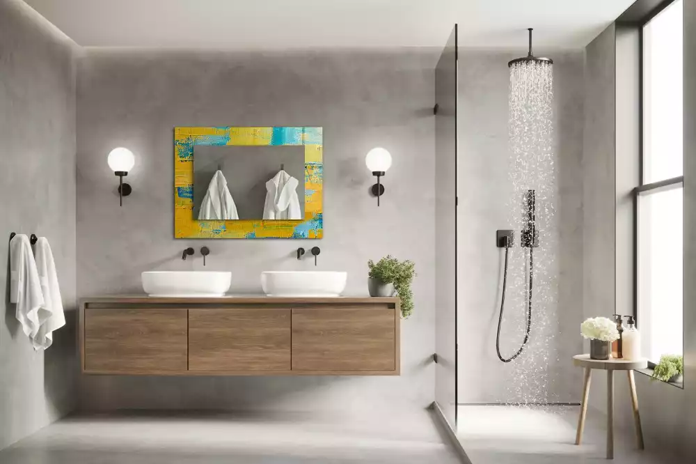 Miroir rectangulaire à cadre imprimé peinture à l'huile abstraite