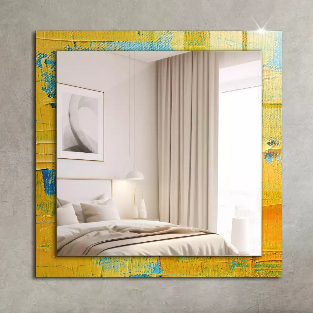 Miroir rectangulaire à cadre imprimé peinture à l'huile abstraite