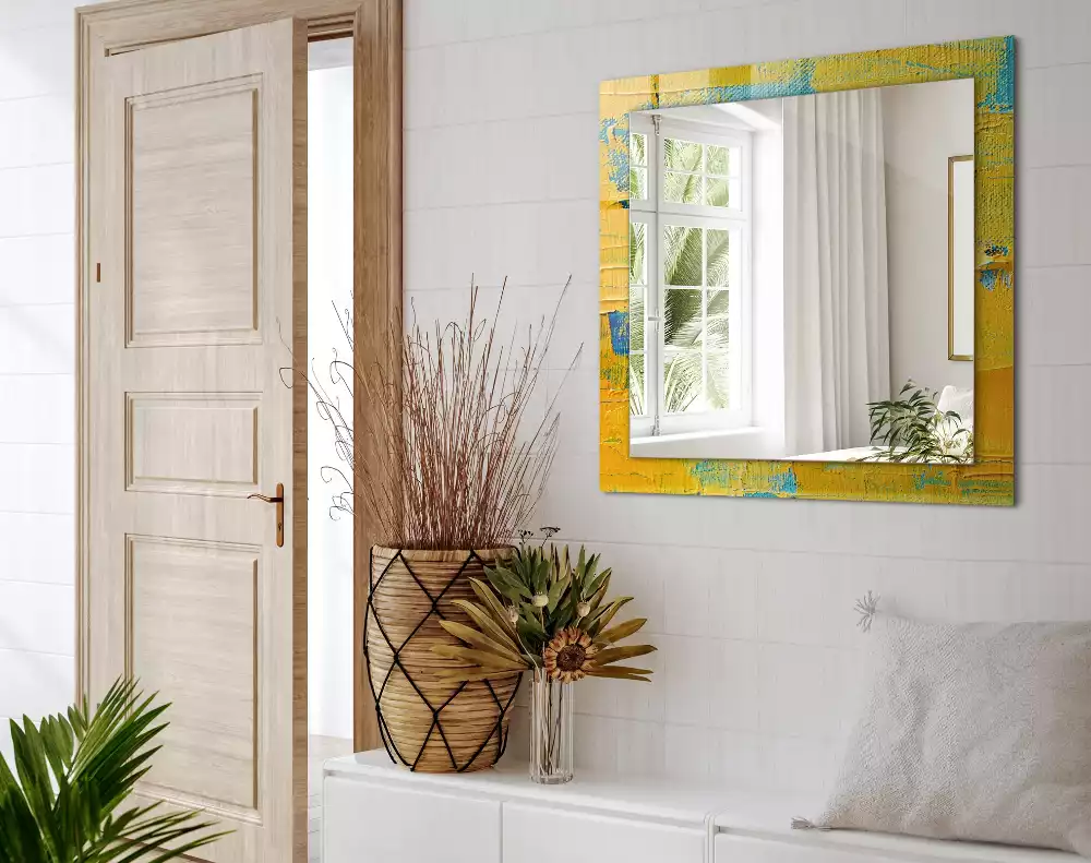 Miroir rectangulaire à cadre imprimé peinture à l'huile abstraite