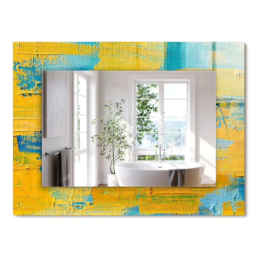 Miroir rectangulaire à cadre imprimé peinture à l'huile abstraite