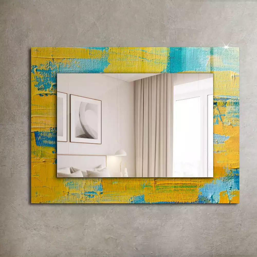 Miroir rectangulaire à cadre imprimé peinture à l'huile abstraite
