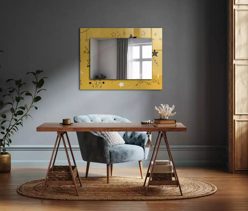 Miroir rectangulaire décoratif dessins d'étoiles variées