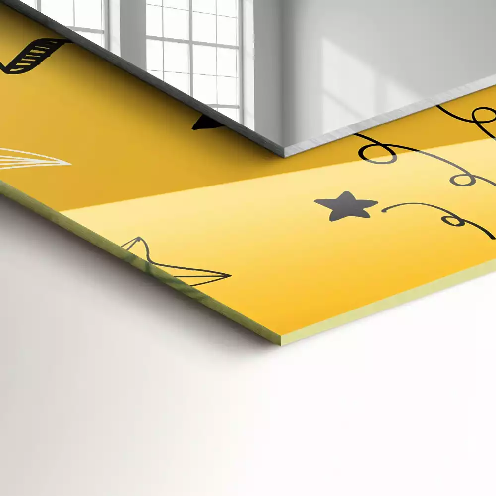 Miroir rectangulaire décoratif dessins d'étoiles variées