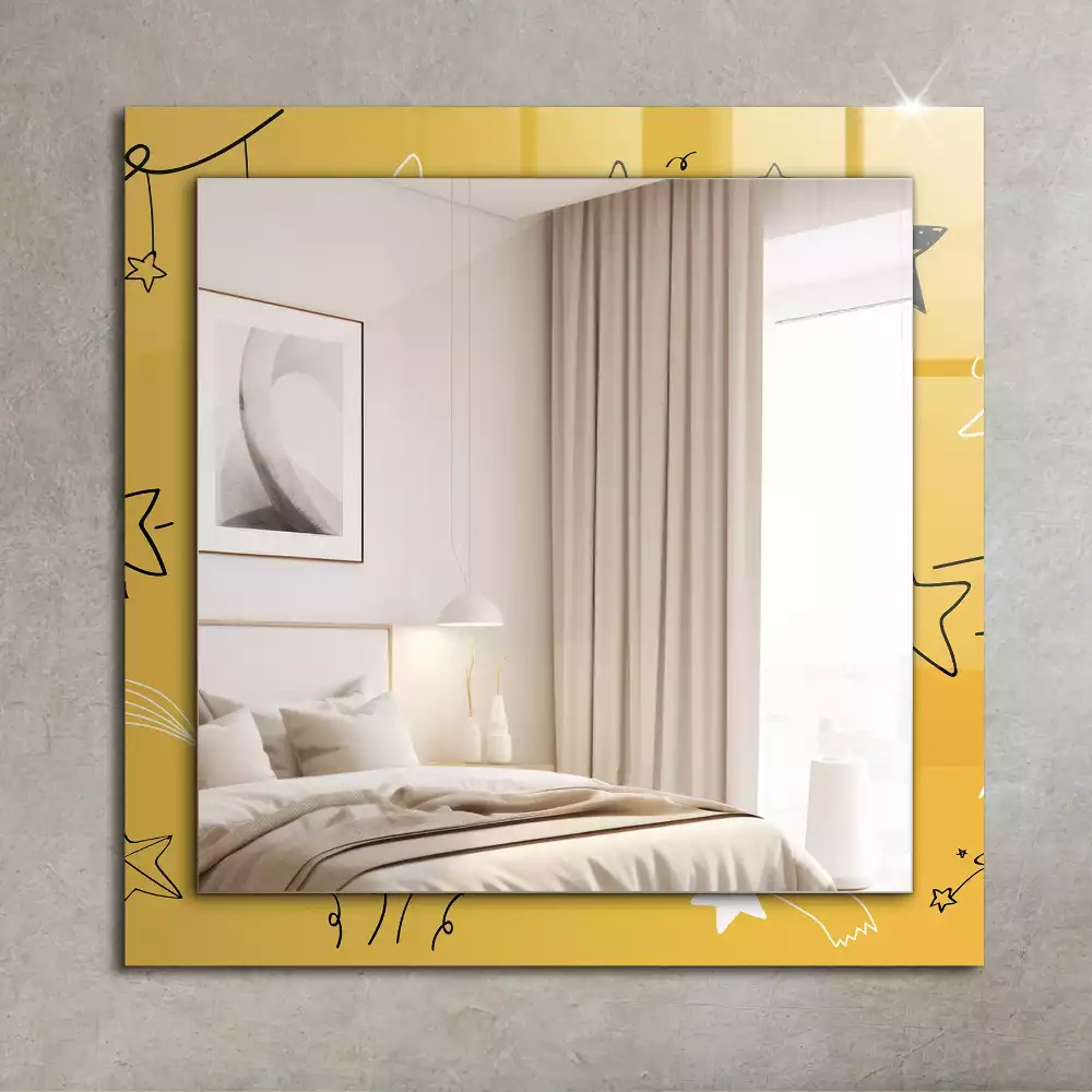 Miroir rectangulaire décoratif dessins d'étoiles variées