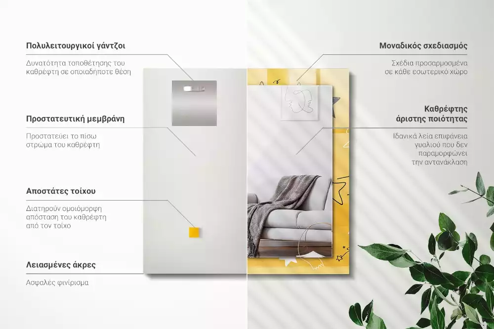 Miroir rectangulaire décoratif dessins d'étoiles variées