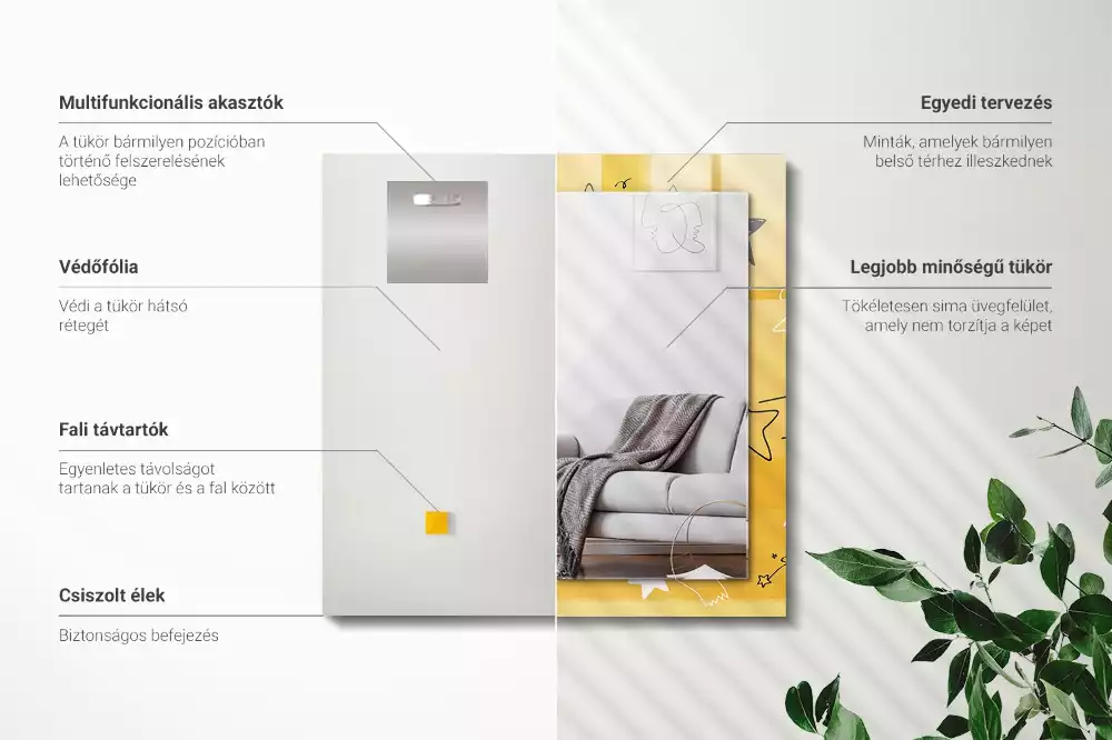Miroir rectangulaire décoratif dessins d'étoiles variées