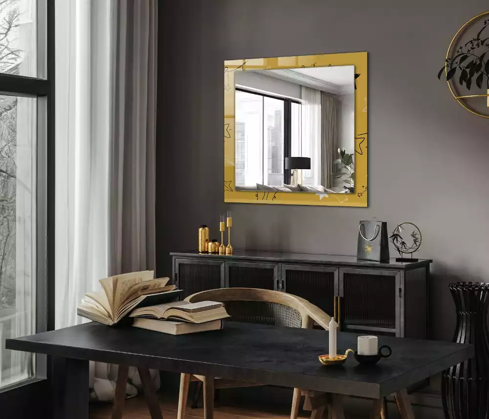 Miroir rectangulaire décoratif dessins d'étoiles variées