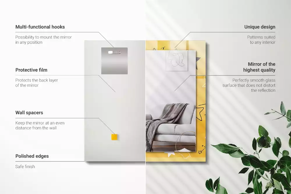 Miroir rectangulaire décoratif dessins d'étoiles variées
