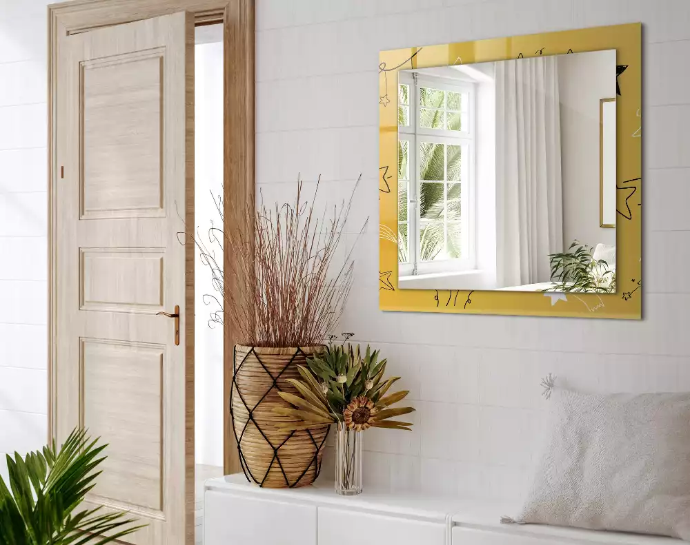 Miroir rectangulaire décoratif dessins d'étoiles variées