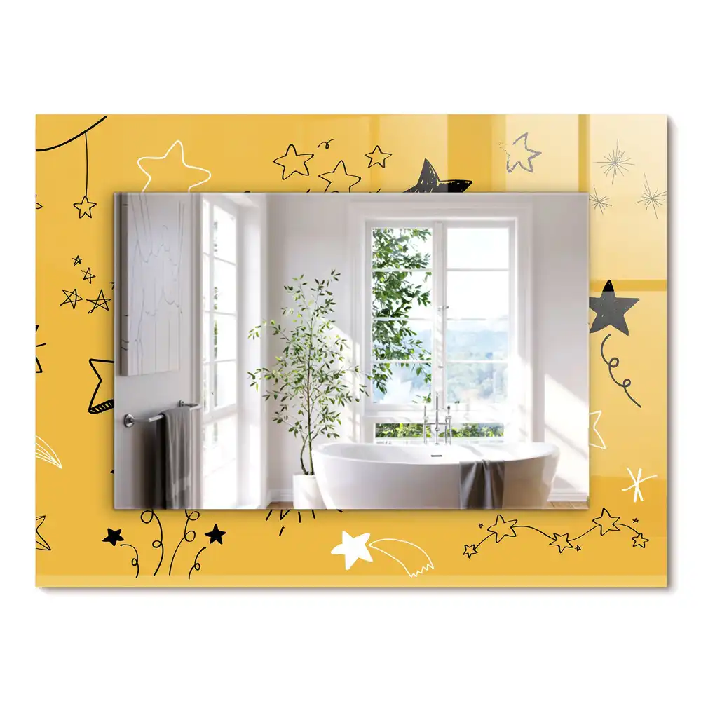 Miroir rectangulaire décoratif dessins d'étoiles variées