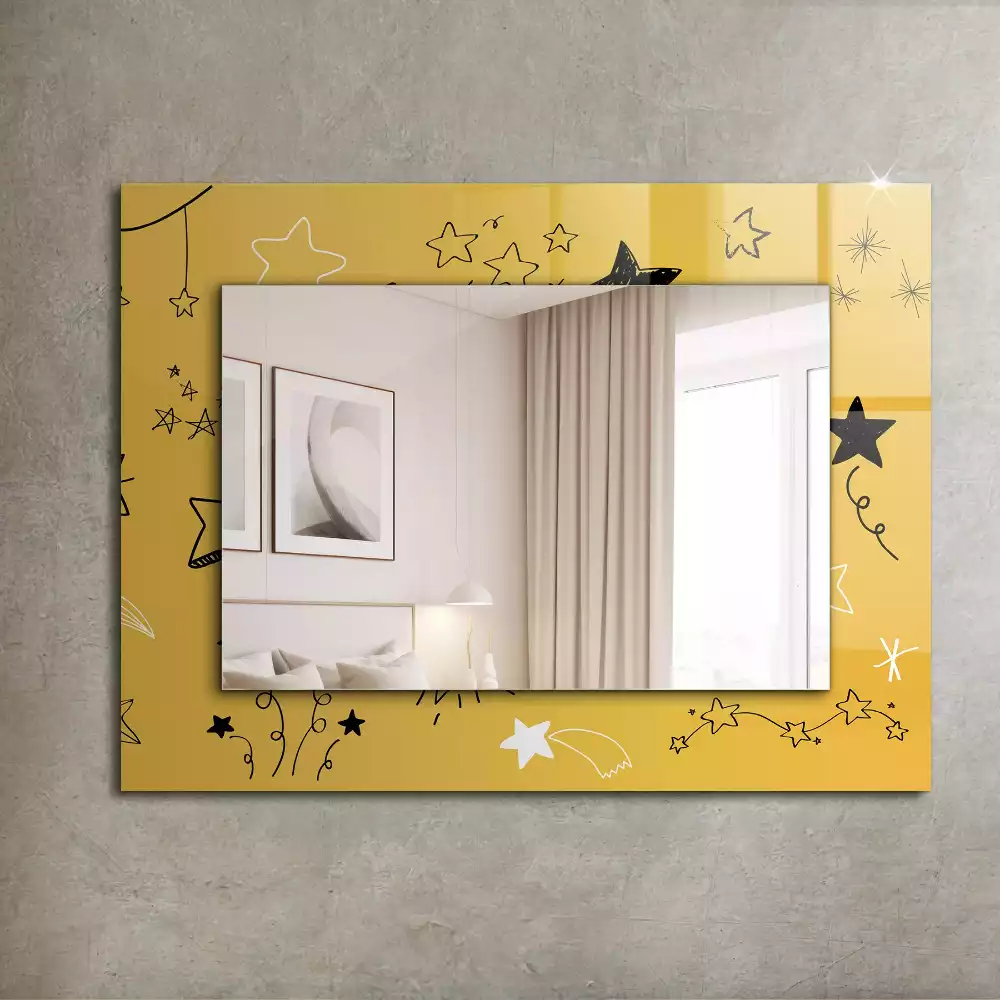 Miroir rectangulaire décoratif dessins d'étoiles variées