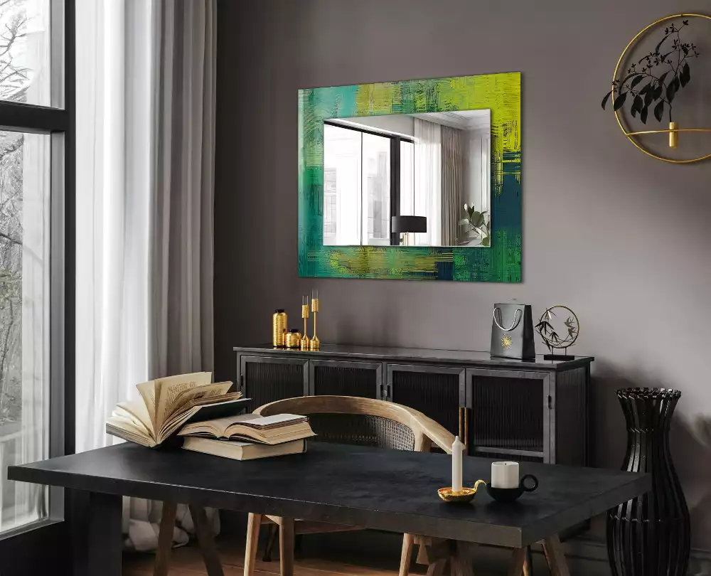 Miroir rectangulaire imprimé harmonie abstraite des couleurs