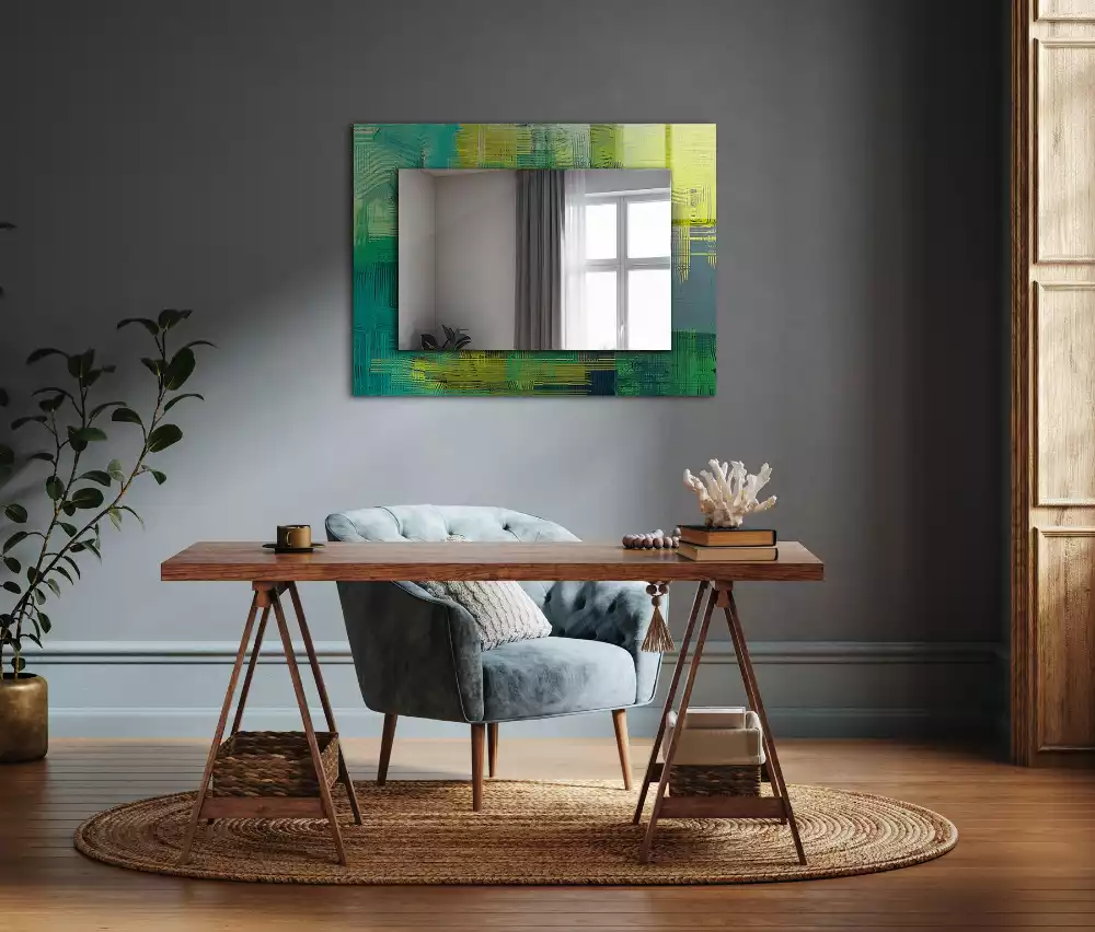 Miroir rectangulaire imprimé harmonie abstraite des couleurs
