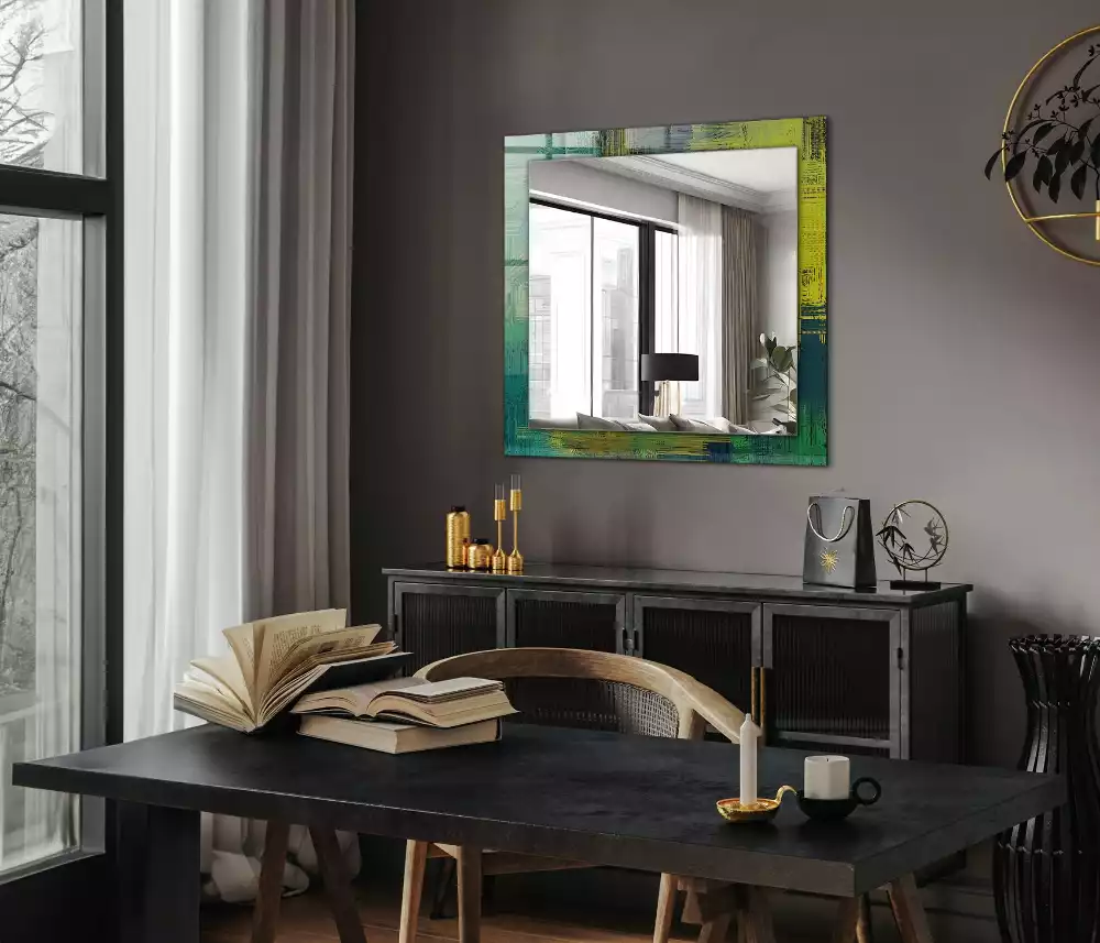 Miroir rectangulaire imprimé harmonie abstraite des couleurs