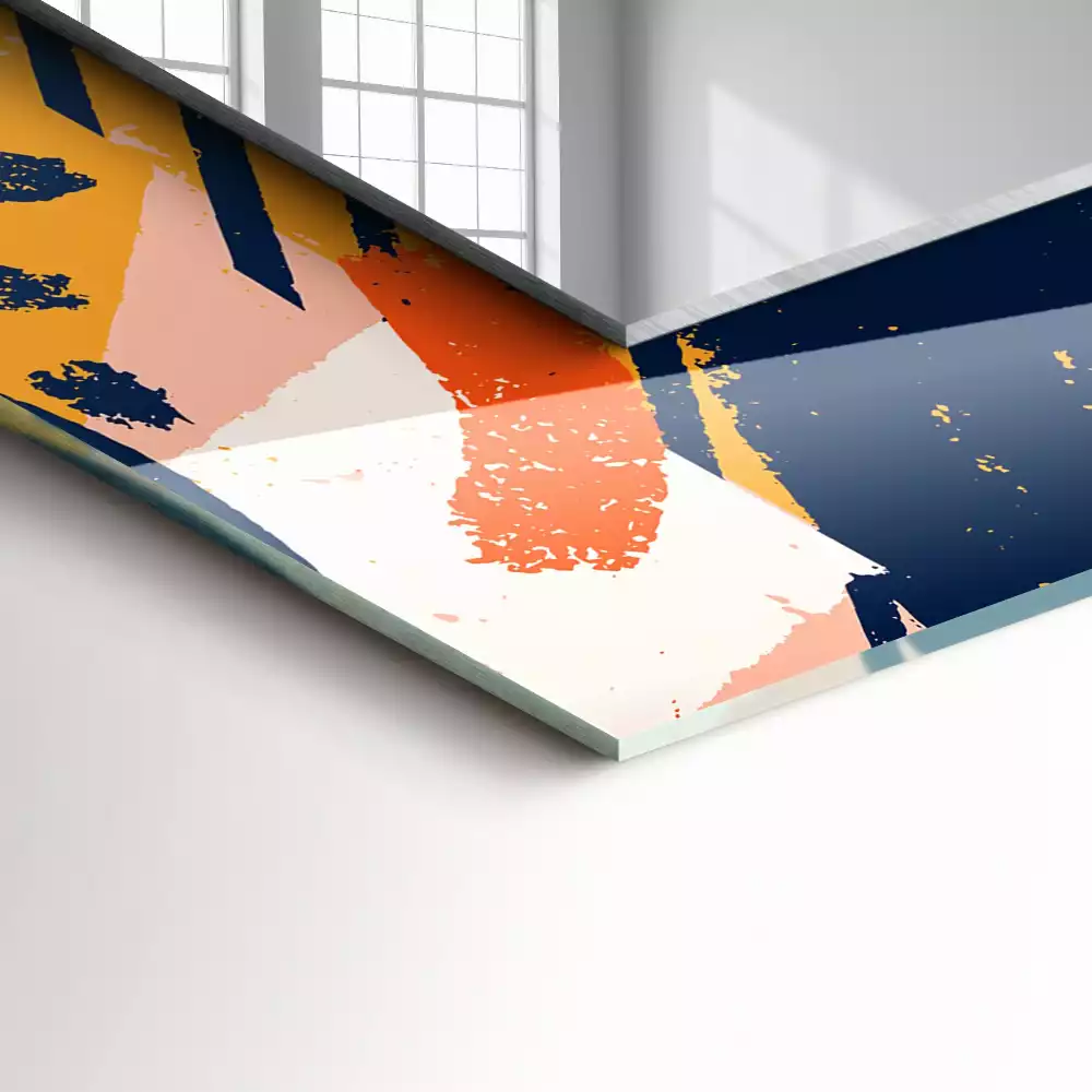 Miroir rectangulaire décoratif imprimé graphisme abstrait coloré